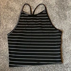 Black and White Striped Crop Top